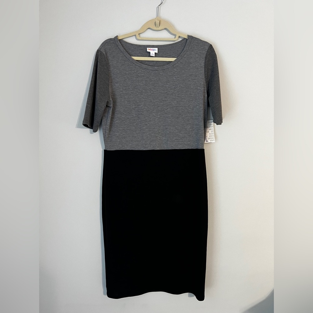 LuLaRoe Julia Gray and Black Dress